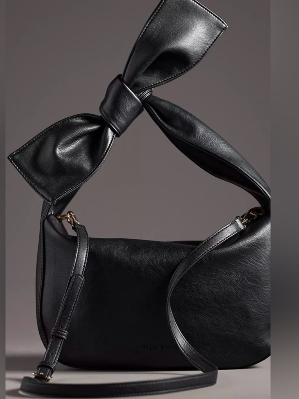 Marni Black Crescent Shoulder Bag with Knotted Bow Strap